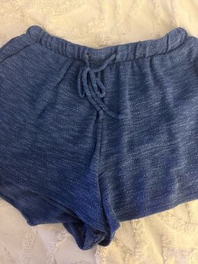 Gilli Heathered Blue Knit Drawstring Athletic Shorts